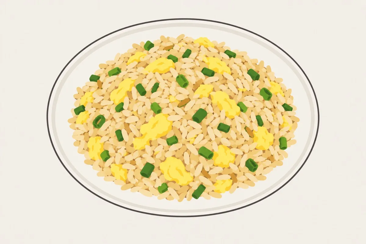 蛋炒饭装盘后的插画