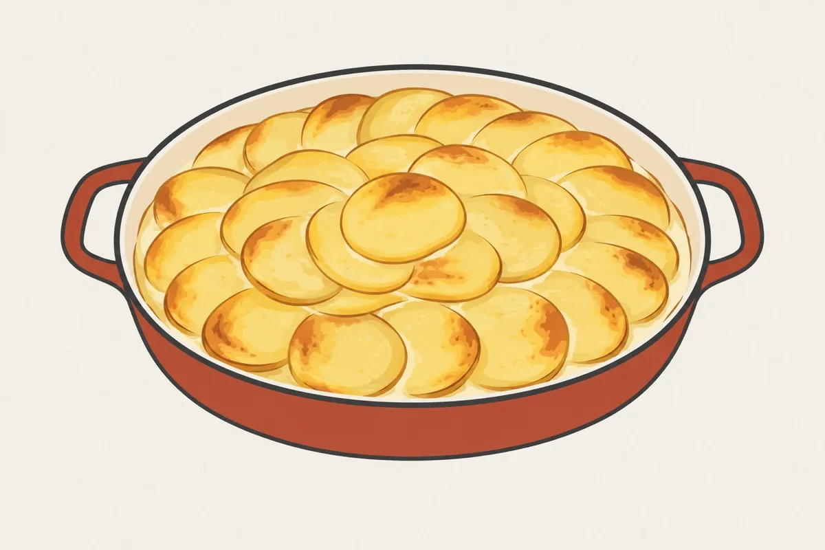多菲内焗土豆装盘后的插画