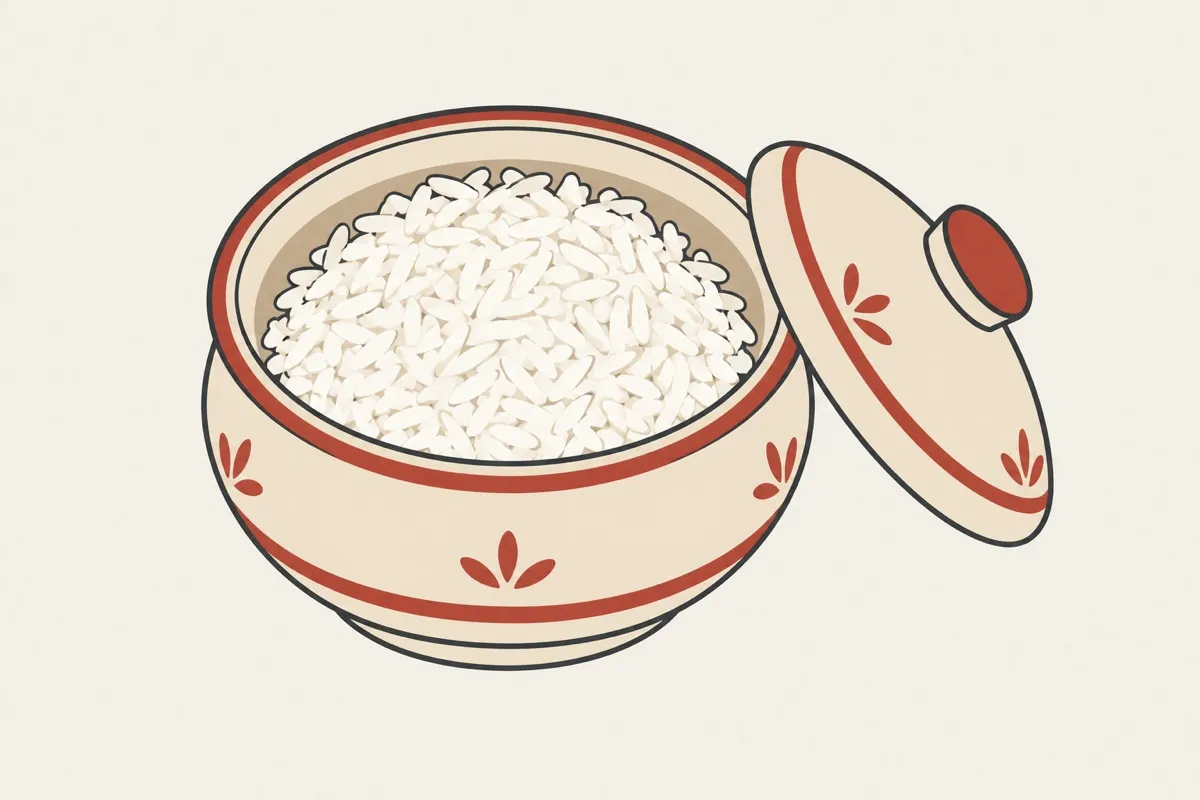 泰式糯米饭装盘后的插画