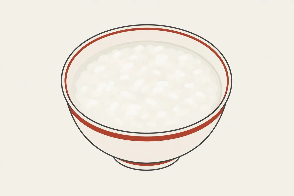 米粥装盘后的插画