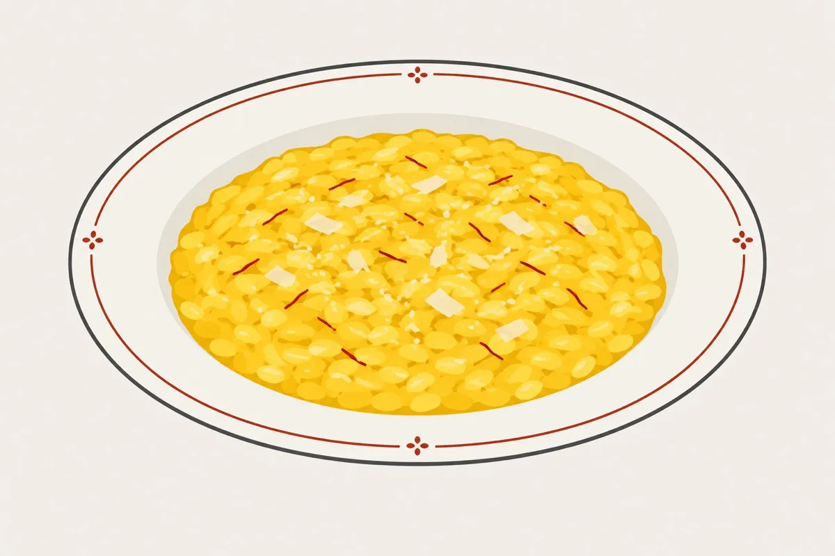 米兰烩饭装盘后的插画