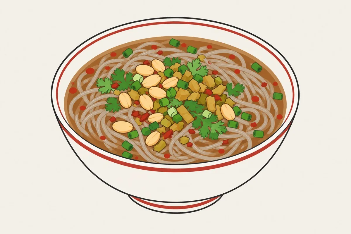 酸辣粉装盘后的插画