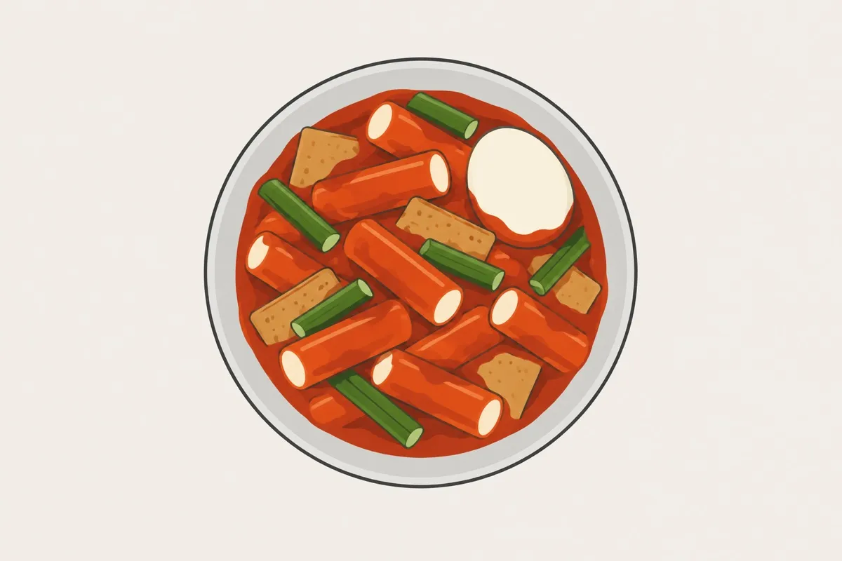 辣炒年糕装盘后的插画