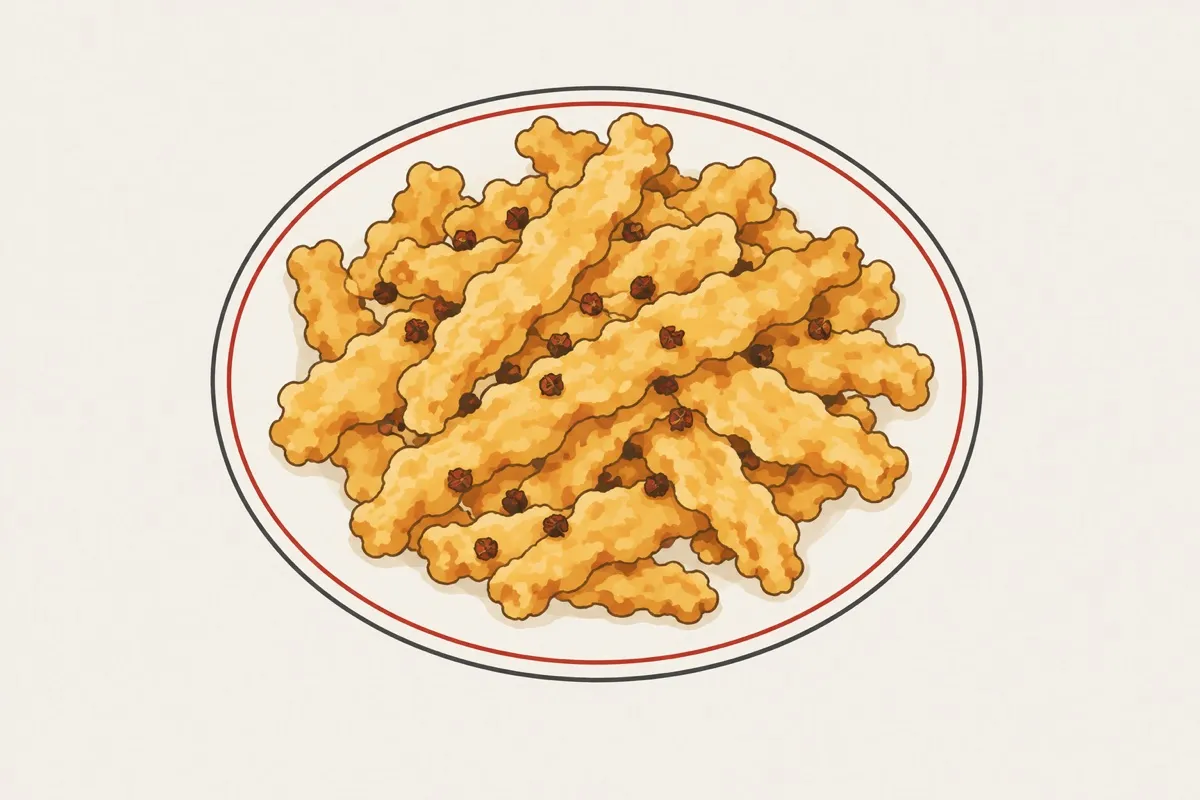 小酥肉装盘后的插画